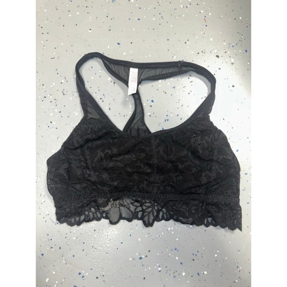 Victorias secret pink black lace bralette sports bra‎ no padding Fits XS G1